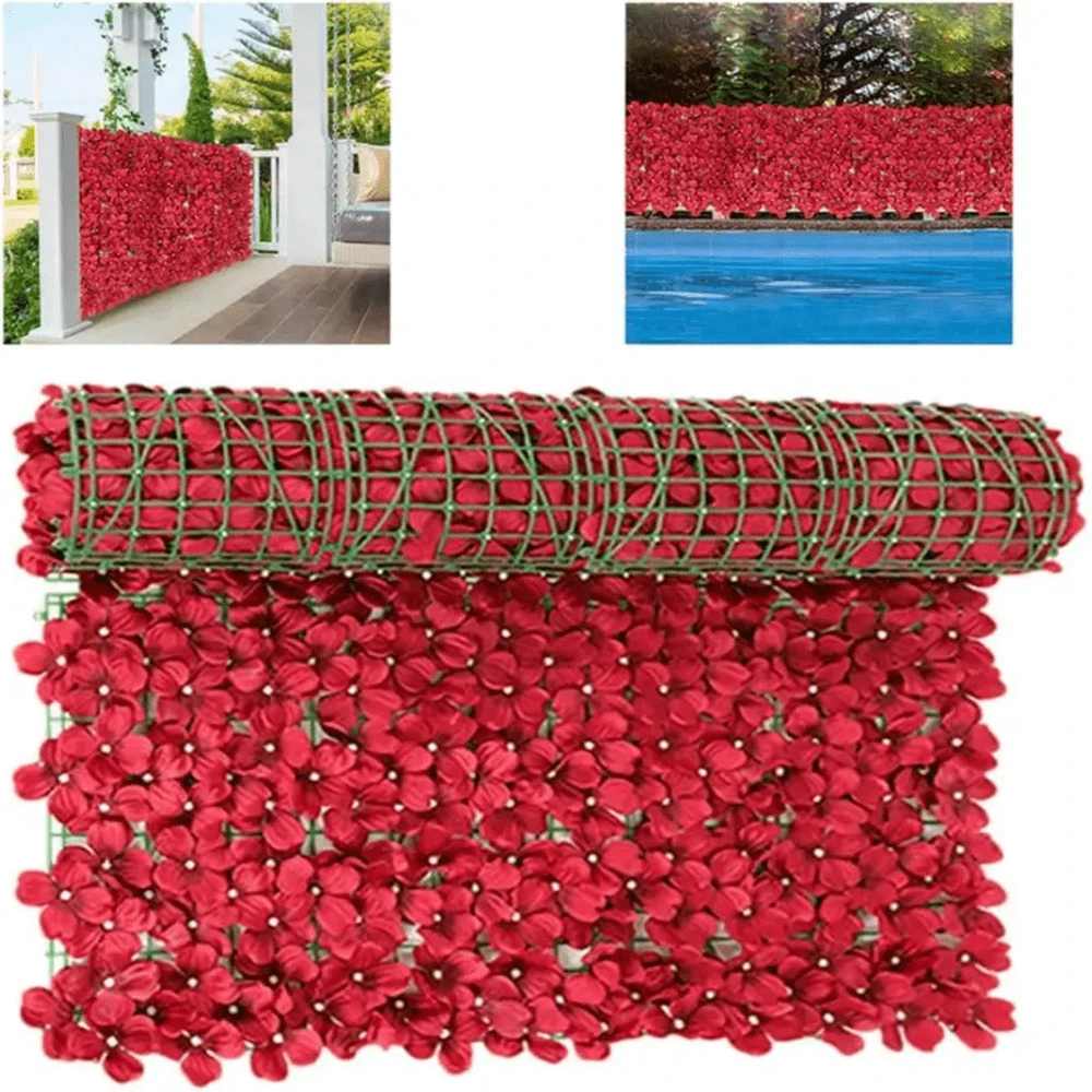 1 Stück künstlicher Hortensien Zaun, Kunstblumen Zaun, Hortensien Anordnung, saisonale Heimdekoration, geeignet für Fotografie, Hochzeit, Party, Zuhause, Zimmer, Terrasse Garten Dekoration - Verschiedenfarbig - Übersicht 1