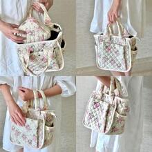 Multifunctional Quilted Floral Handbag For Women - Cute Coquette Aesthetic, Crossbody Bag For Daily Casual Use And Outdoor Travel - 粉紅花2件套 - 查看 3