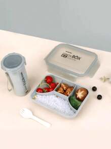Fiambrera portátil + Taza rectangular kawaii con dibujos y cuchara, oferta del - Verde - Ver 7