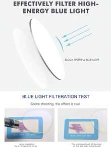 半副女士眼镜，防止视觉疲劳，适合看电脑、看电视、玩游戏和看手机，透明镜片，时尚护眼眼镜 - 彩色 - 查看 3