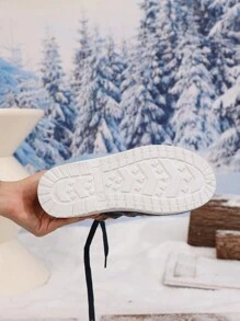 Women Fall Lace-Up Warm Flat Ankle Boots, Fashionable Casual Winter Shoes
