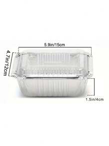 20pcs/50pcs Disposable Aluminum Foil Containers With Lids - Silver - View 2