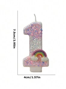 1 pieza Vela de número para pastel de cumpleaños con efecto ombre de rosa a blanco arcoíris, vela de cumpleaños creativa y romántica, suministros y decoración para fiesta de cumpleaños, decoración de habitación, regalos, velas de cumpleaños, decoraciones de cumpleaños, feliz cumpleaños, velas para pastel, decoración de habitación