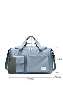 Túi xách gấp gọn bằng nylon bền chắc, có ngăn đựng giày riêng, thích hợp để đựng đồ thể thao, dụng cụ tập yoga, đồ dùng du lịch, đồ dùng học tập. - Màu xanh nhạt - Xem 4