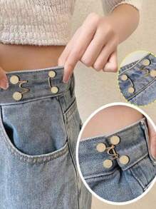 4pcs/1pc Invisible Adjustable Waist Trimmer And Buckle, Easy To Fit Clothing Accessories (Excluding Cardboard) - Multicolor - View 2