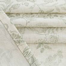 2 Panels Vangao Farmhouse Kitchen Curtains Floral Print Cafe Curtains Linen Tier Curtains Short Half Window Curtains Rod Pocket - Green - View 5