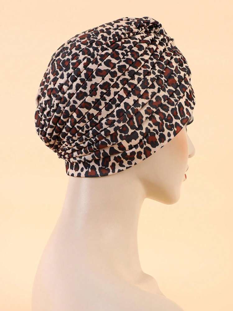 1 件豹纹西瓜发帽，适合女性日常佩戴 - 膚色豹紋 - 查看 2