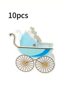 10pcs/Pack Baby Stroller Shaped Candy Box Wedding Party DIY Dessert Box Tabletop Decorbaby Shower Family Decorations Gifts - Multicolor - View 10