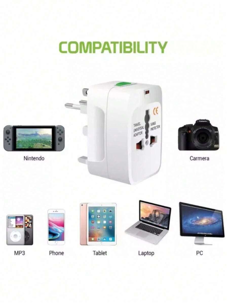 Adaptador de Corriente para Viaje Universal 4 en 1 - Blanco - Ver 1