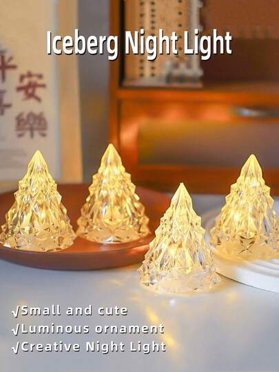 3 件套 水钻圣诞树灯、水晶冰山灯、小夜灯、创意 LED 电子蜡烛灯、小夜灯、装饰氛围灯、床头台灯装饰、圣诞夜装饰、适用于求婚、爱情礼物、房间装饰 圣诞装饰 圣诞灯 卧室装饰 家居装饰 派对装饰 节日 圣诞礼物 感恩节 圣诞树装饰 摆件