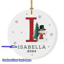 1pc Customizable Christmas Ornament - Personalized 26 Letter Alphabet Name - Festive Decoration, Customize Name Text, Christmas Gift For Yourself, Friends, Girlfriend, 8*8cm Round Ball Ornament,Christmas