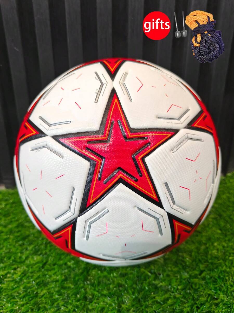 1 quả bóng đá da PU số 5 chất lượng cao có độ đàn hồi cao, chống mài mòn, chống nổ, liên kết nhiệt liền mạch, bóng đá luyện tập cho người lớn