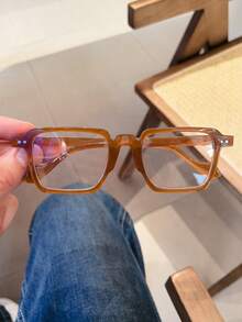 1 件装男士多色新款几何框架复古经典时尚透明镜片眼镜，适合学校、商务 - 彩色 - 查看 13