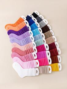 10 Pairs/Set Children's Casual Solid Color Socks, Girls' Candy-Colored Cute Pink Sweet Princess Style Socks, Versatile Four-Season Children's Socks,Random Colors