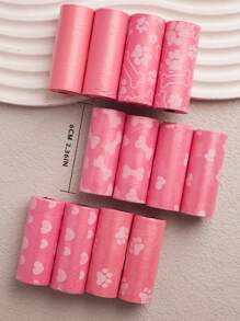 10pcs/12pcs Pink Series Pet Waste Bags, Printed Dog Poop Bag, Pooper Scooper Bag, Outdoor Walking Cleanup Bags - Multicolor - View 8
