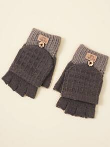 1双情侣针织半指手套，简约设计户外防寒保暖翻盖露指手套，秋冬 - 手套 - 查看 9