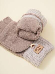 1双情侣针织半指手套，简约设计户外防寒保暖翻盖露指手套，秋冬 - 手套 - 查看 11