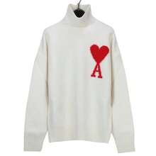 AMI Jersey de cuello alto blanco con logo de corazón - Blanco - Ver 1