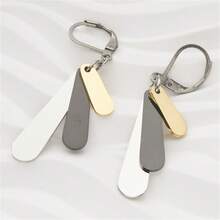 Field Leech 耳环，采用不锈钢制成，三种颜色的几何图案，适合女性日常佩戴 - 銀色 - 查看 9