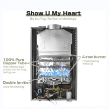 BriSunshine 12LPM Gasdurchlauferhitzer,24KW LPG Durchlauferhitzer mit Super Niedrigem 0,2 bar Startwasserdruck,für Zuhause,Wohnmobile,Kabinen,Scheunen,Geeignet für Propan & Butan