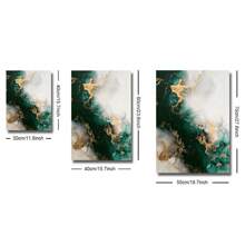 3Piece Emerald Green And Gold Fluid Ink Print Set, Living Room Wall Poster, Unframed - Multicolor - View 5