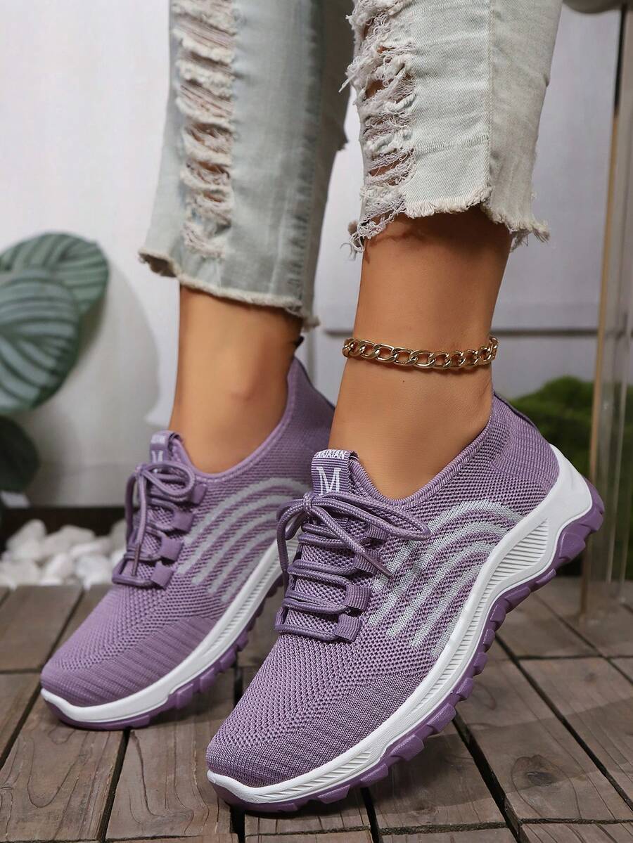 女士舒适网球跑步鞋轻便便穿运动鞋休闲女士步行鞋 - 紫色 - 查看 1