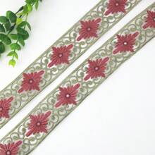 2码花朵镂空透明刺绣丝带蕾丝花边衣服帽子包包连衣裙DIY装饰配件 - 米色 - 查看 7