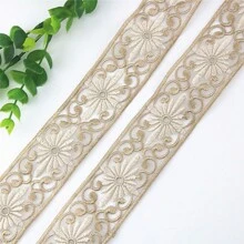 2码花朵镂空透明刺绣丝带蕾丝花边衣服帽子包包连衣裙DIY装饰配件 - 米色 - 查看 4