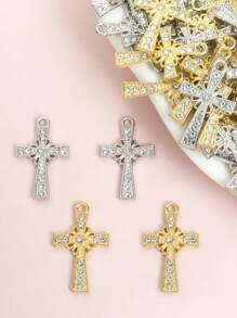 10 件装欧美街头风格花朵和设计饰物，带闪亮水钻 - 适合任何场合的时尚配饰 Lolita JK 男女项链耳环钥匙扣和服装装饰 DIY 合金吊坠宗教节日珠宝配饰