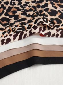 7 件装 女式隐形无缝低腰性感豹纹爱心印花运动加大码比基尼三角裤 - 彩色 - 查看 8