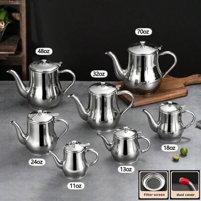 1pc 不锈钢油壶家用滤油壶油瓶过滤调味壶储油罐带过滤器分离油渣厨房酱油瓶带盖设计按压打开适用于液体调味品储存