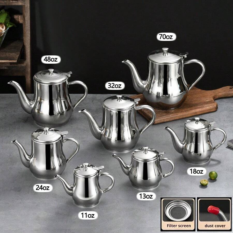 1pc Stainless Steel Oil Pot With Filter, Household Oil Bottle, Sauce Pot With Separation Filter, Suitable For Liquid Seasoning Storage, Kitchen Oil Dispenser With Lid And Press-Open Design