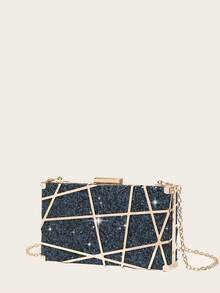 Bộ trang sức đính đá Rhinestone 4 món, vòng cổ, hoa tai, vòng tay, ví cầm tay, túi xách cho phụ nữ, túi đựng đồ ăn tối, túi đựng đồ dùng cho tiệc cưới, ví cầm tay cô dâu, túi xách cầm tay buổi tối lấp lánh, hình học nhỏ, kim loại rỗng, lấp lánh, túi xách đeo chéo, túi đựng đồ dùng cho tiệc cưới, dành cho phụ nữ và trẻ em gái - Màu xanh hải quân - Xem 6