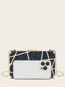 Bộ trang sức đính đá Rhinestone 4 món, vòng cổ, hoa tai, vòng tay, ví cầm tay, túi xách cho phụ nữ, túi đựng đồ ăn tối, túi đựng đồ dùng cho tiệc cưới, ví cầm tay cô dâu, túi xách cầm tay buổi tối lấp lánh, hình học nhỏ, kim loại rỗng, lấp lánh, túi xách đeo chéo, túi đựng đồ dùng cho tiệc cưới, dành cho phụ nữ và trẻ em gái - Màu xanh hải quân - Xem 7