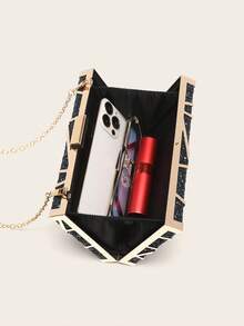 Bộ trang sức đính đá Rhinestone 4 món, vòng cổ, hoa tai, vòng tay, ví cầm tay, túi xách cho phụ nữ, túi đựng đồ ăn tối, túi đựng đồ dùng cho tiệc cưới, ví cầm tay cô dâu, túi xách cầm tay buổi tối lấp lánh, hình học nhỏ, kim loại rỗng, lấp lánh, túi xách đeo chéo, túi đựng đồ dùng cho tiệc cưới, dành cho phụ nữ và trẻ em gái - Màu xanh hải quân - Xem 9