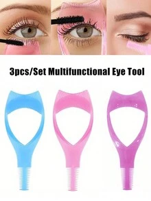 Bộ 3 dụng cụ trang điểm lông mi và phấn mắt 3 trong 1, mỹ phẩm hữu ích và kỳ diệu, lược chải lông mi đen và khuôn bút kẻ mắt tự làm, dụng cụ hỗ trợ bôi cho người mới bắt đầu, dụng cụ hỗ trợ trang điểm bút kẻ mắt và lông mi hoàn hảo có thể tái sử dụng - Nhiều màu - Xem 1
