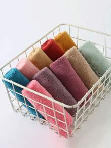 Juego de 5/10/15 toallas faciales de color aleatorio simple, toallas sin pelusa de grado hotelero, toallas faciales suaves y absorbentes, suministros de baño (25*25cm/10*10in), decoración de baño del hogar, otoño, vuelta al colegio, salón de belleza - Multicolor - Ver 5