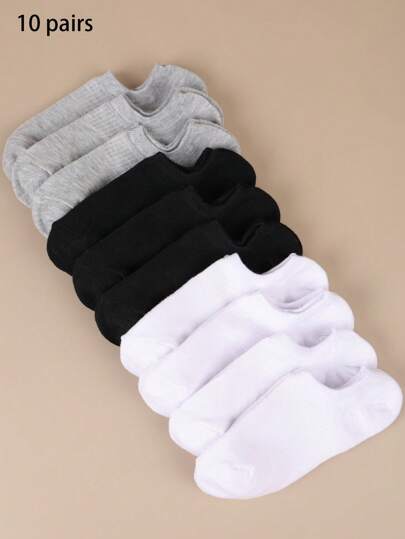 10 pares de calcetines cortos multicolor para mujeres, calcetines invisibles transpirables y antideslizantes para verano