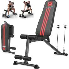 Banco de pesas ajustable Banco de trabajo utilitario para el gimnasio de casa, bancos plegables de inclinación y declinación para entrenamiento de Body completo 660LB - Negro - Ver 2