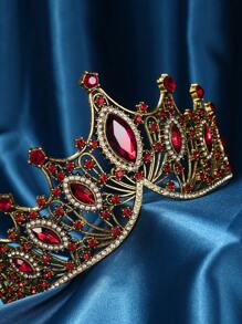Gold Crown For Women Baroque Queen Crown And Tiara For Girls Crystal Headband Mermaid Crown Princess Hair Accessories For Bride Birthday Party Bridesmaids Costume Cosplay Valentine's Day Accessories,Wedding Hair Accessories - Red - View 2