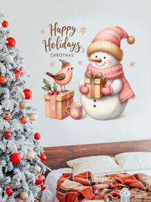 Happy Christmas Cartoon Santa Snowman Reindeer Wall Stickers Glass Window Stickers PVC Wall Clings Decals Home Showcase Decoration Wall Decals