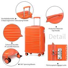 British Traveller Maleta de trolley de viaje de 24/28 pulgadas, maleta rígida de ABS+PC con 4 ruedas giratorias, ligera, para facturar, con cerradura TSA y cremallera YKK, ideal para viajes de negocios, escuela y uso diario, adecuada para hombres y mujeres, maleta de viaje duradera