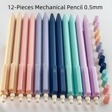 Ensemble de 12 crayons à papier mécaniques pastel : légers, rétractables avec des pointes de 0,5/0,7 mm pour l'art et l'écriture, poignée confortable pour la rentrée scolaire
