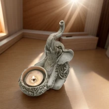 1 pièce Nouveau support de bougie représentant un éléphant levant la tête, décoration de table de maison, accessoires décoratifs pour bibliothèque