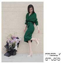 [Freely Studio] 别致尖头软皮高跟鞋，细高跟系带封闭式鞋头凉鞋，适合女士，优雅女神风格，适合礼服、派对、春夏新品 - 米色 - 查看 4