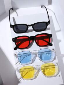 4 pièces Lunettes de soleil classiques carrées pour hommes, mode pour usage quotidien, vacances à la plage, extérieur, voyages, rentrée scolaire, look preppy à la mode