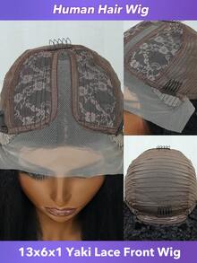 Tóc giả Kinky Yaki thẳng 13x6x1 ren phía trước bằng tóc thật cho phụ nữ 150-200% mật độ tóc nguyên chất Brazil màu tự nhiên 16-20 inch - SNatural - Xem 6