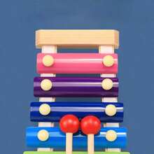 Premium 8-Note Wooden Hand Knocking Xylophone, Small Music Instrument, Student Educational Toy For Boys & Girls, Octave Scale, Earthy Tones, Scratch-Resistant, Includes Wooden Mallets - Suitable For School, Bedroom, Living Room - Color - View 1