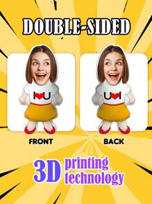 1pc Custom Pillow, Custom Face Pillow, Personalized Minime Throw Pillow - Custom Photo Design For Her Or Him, 3D Pillow, Body Shaped Plush, Double-Sided Printing, Unique Gift For Boyfriend, Girlfriend, Mom, Dad, Friends, And Family - Ideal For Indoor, Sofa, Bed, Car, Tea Room, Bedroom, Living Room Decor
