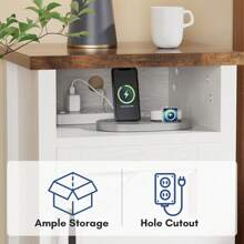 Furniwell Farmhouse Modern Nightstand With Shelf And Barn Door,  For Bedroom - 橡木 - 查看 4